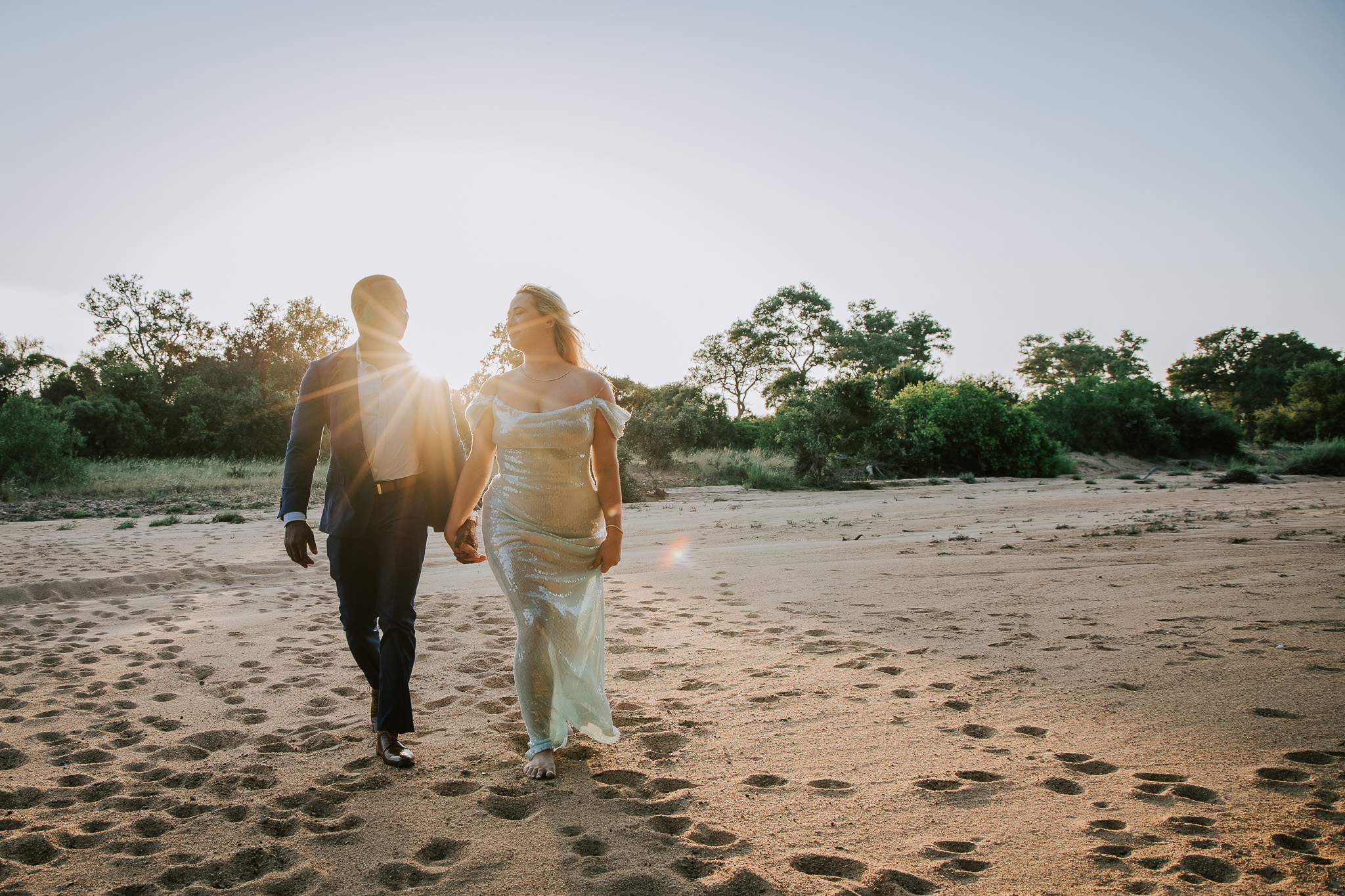Romantic safari proposal at sunset in the Timbavati