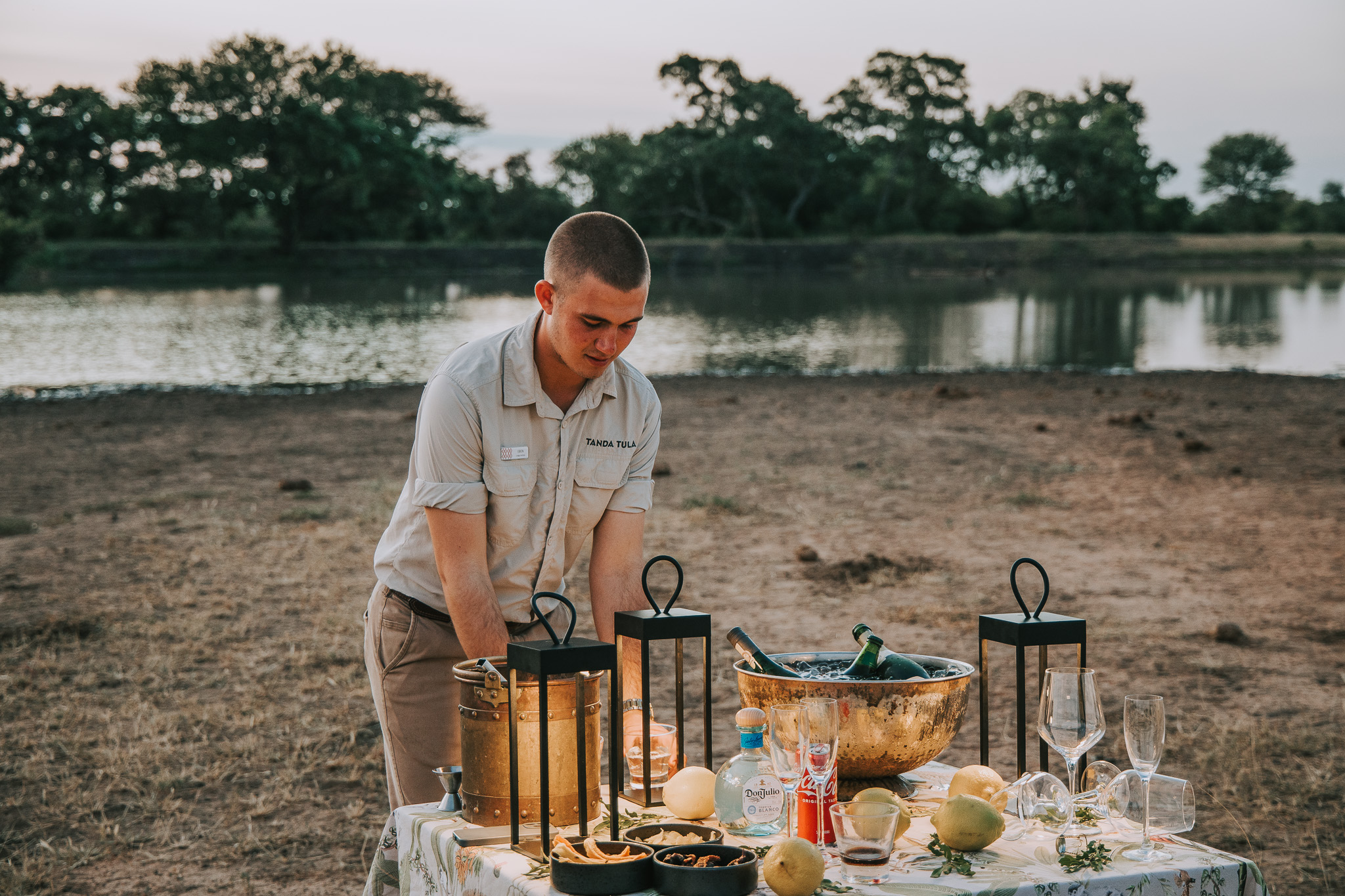 Drinks in the Timbavati using solar charged lanterns
