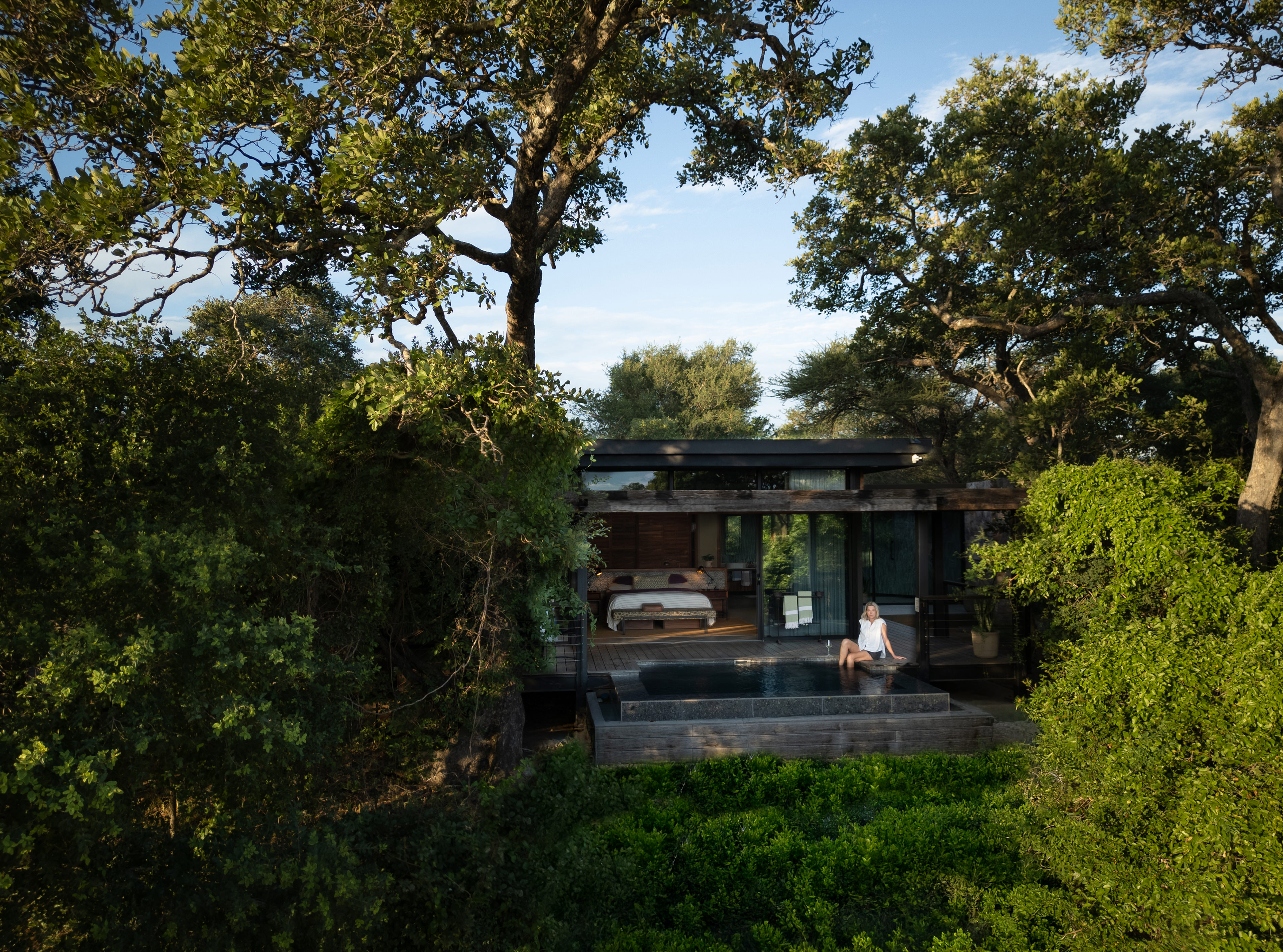 Luxury safari suite with private deck and plunge pool nestled in the trees